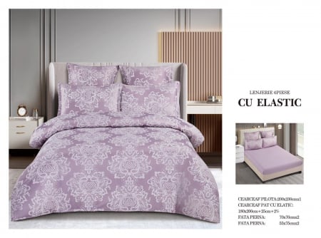 LENJERII DE PAT - Lenjerie De Pat Cu Elastic Model Jacquard - Lila Royal