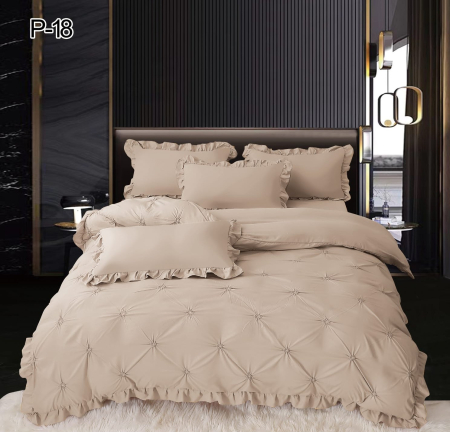 Lenjerii Din Finet Pliuri - Lenjerie De Pat Cu Pliuri Si Volanase - Bej Deschis