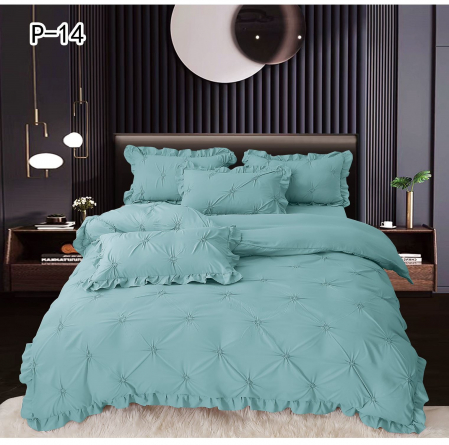 LENJERII DE PAT - Lenjerie De Pat Cu Pliuri Si Volanase - Turquoise