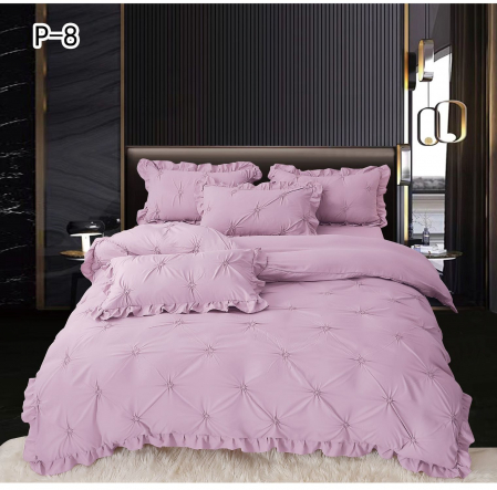 Lenjerii Din Finet Pliuri - Lenjerie De Pat Cu Pliuri Si Volanase - Lila
