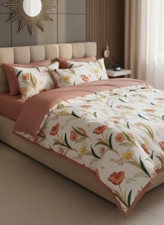 Bumbac 100% - Lenjerie De Pat Din Bumbac 100% - Flori Pe Camp