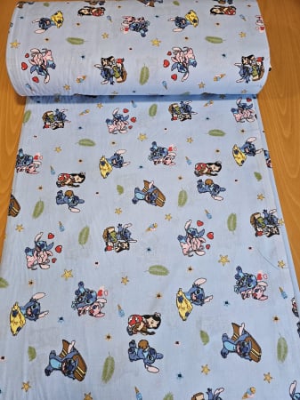 Lenjerie De Pat Din Bumbac 100% Ranforce 1 Persoana - Stitch Si Lilo La Plaja [5]