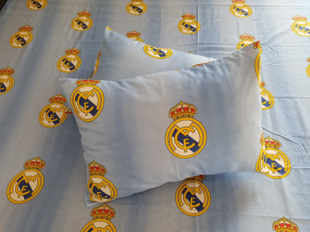 Lenjerie De Pat Din Bumbac 100% Ranforce Pat Dublu - Fotbal Real Madrid [3]
