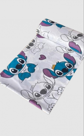 Cearceaf cu elastic - Lenjerie De Pat Din Bumbac 100% Ranforce Pat Dublu - Stitch Purple Love