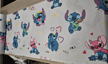 Lenjerie De Pat Din Bumbac 100% Ranforce Pat Dublu - Stitch Poznas Albastru [1]