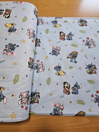 Lenjerie De Pat Din Bumbac 100% Ranforce Pat Dublu - Stitch Si Lilo La Plaja [2]