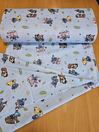 Lenjerie De Pat Din Bumbac 100% Ranforce King Size - Stitch Si Lilo La Plaja [5]