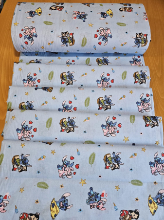 Lenjerie De Pat Din Bumbac 100% Ranforce Pat Dublu - Stitch Si Lilo La Plaja [4]