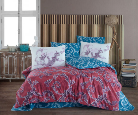 LENJERII DE PAT - Lenjerie De Pat Din Bumbac 100% Ranforce - Turquoise