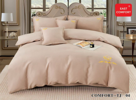 LENJERII DE PAT - Lenjerie De Pat Din Bumbac Fin Superior Cu Broderie Royal - Bej