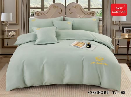 LENJERII DE PAT - Lenjerie De Pat Din Bumbac Fin Superior Cu Broderie Royal - Verde