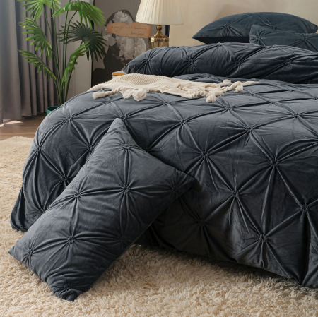 Lenjerie Din Catifea Cu Elastic - Gri Antracit [3]