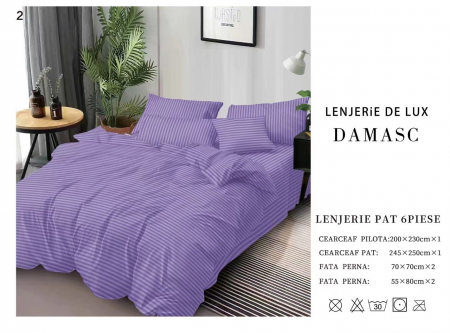 LENJERII DE PAT - Lenjerie De Pat Din Damasc 6 Piese - Mov
