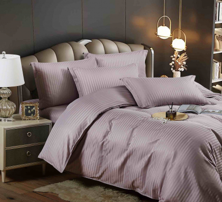 Bumbac Tip Damasc - Lenjerie De Pat din Damasc Satinat - Gri Turturea