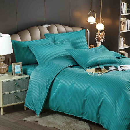 Bumbac Tip Damasc - Lenjerie De Pat din Damasc Satinat - Turquoise