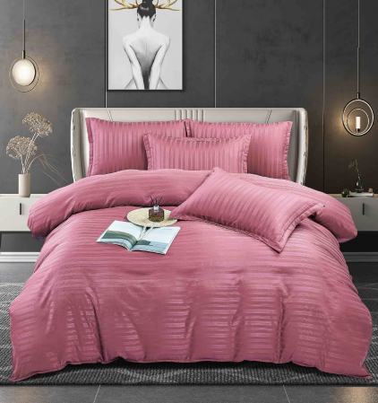 Lenjerie De Pat din Damasc Satinat Minidungi - Cherry Pink [1]