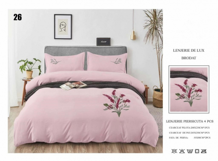 LENJERII DE PAT - Lenjerie De Pat Din Finet Cu Broderie - Flori Brodate