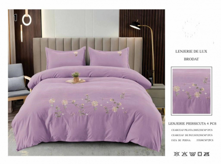 LENJERII DE PAT - Lenjerie De Pat Din Finet Cu Broderie - Floricele