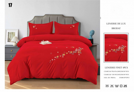 LENJERII DE PAT - Lenjerie De Pat Din Finet Cu Broderie - Floricele Pe Crenguta