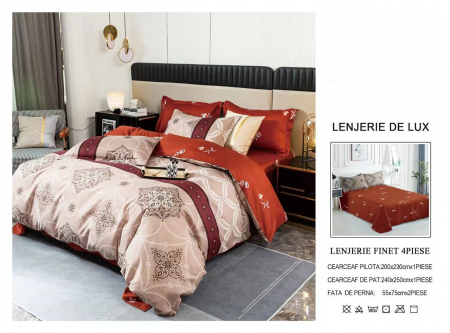 LENJERII DE PAT - Lenjerie De Pat Din Finet Satinat - Caramiziu Royal