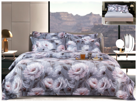 Lenjerii Satin Premium - Lenjerie De Pat Din Satin Cu Elastic Premium - Trandafiri De Catifea
