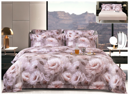 Lenjerii Satin Premium - Lenjerie De Pat Din Satin Cu Elastic Premium - Flori De Vis