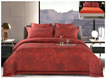 Lenjerii Satin Premium - Lenjerie De Pat Din Satin Gros Cu Elastic La Cutie - Eleganta Rosie