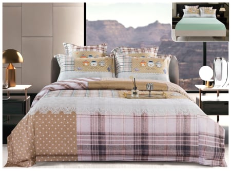 Lenjerii Satin Premium - Lenjerie De Pat Din Satin Gros Cu Elastic La Cutie - Verde Menta Cu Ursuleti