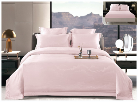 Lenjerii Satin Premium - Lenjerie De Pat Din Satin Gros Cu Elastic UNI La Cutie - Roz Pudrat