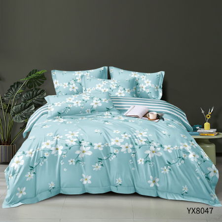 LENJERII 1 PERSOANA - Lenjerie De Pat Finet 1 Persoana - Bleu Cu Floricele