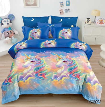Lenjerii Pentru Copii - 1 persoana - Lenjerie De Pat Finet 1 Persoana Imprimeu Animat - Unicorn Pe Norisori