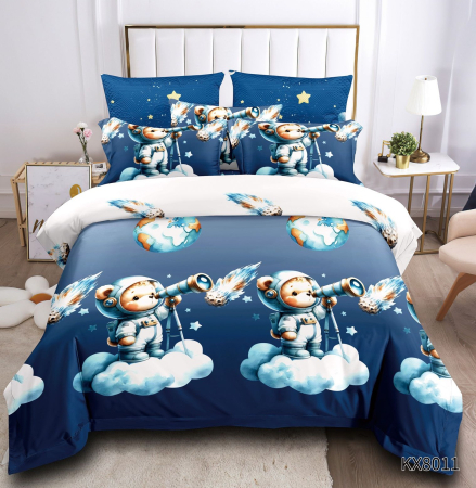 Cearceaf normal - Lenjerie De Pat Finet 1 Persoana Imprimeu Animat - Ursuletul Astronaut Explorator