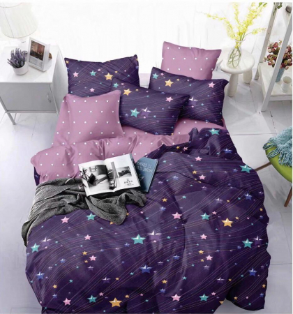 Lenjerie De Pat Finet 1 Persoana - Mov Cu Stele [0]
