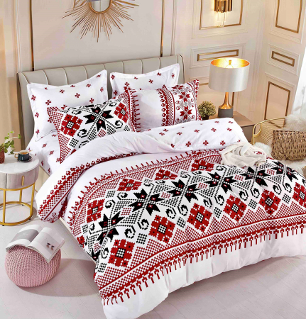 Lenjerii Bumbac Tip Finet - 1 Persoana - Lenjerie De Pat Finet 1 Persoana - Red Traditional