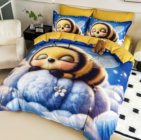 Lenjerie De Pat Finet 4 Piese Cu Elastic 5D 1 Persoana - Albinuta Somnoroasa [2]