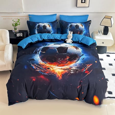 Cearceaf cu elastic 4 piese - Lenjerie De Pat Finet 4 Piese Cu Elastic 5D 1 Persoana - Minge De Fotbal