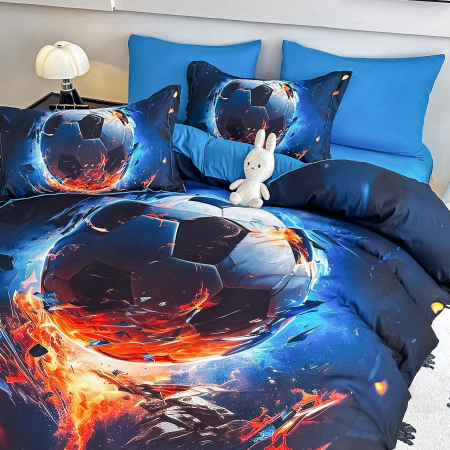 Lenjerie De Pat Finet 4 Piese Cu Elastic 5D 1 Persoana - Minge De Fotbal [3]