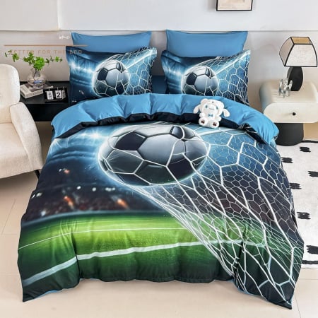 Cearceaf cu elastic 4 piese - Lenjerie De Pat Finet 4 Piese Cu Elastic 5D 1 Persoana - Minge De Fotbal La Poarta