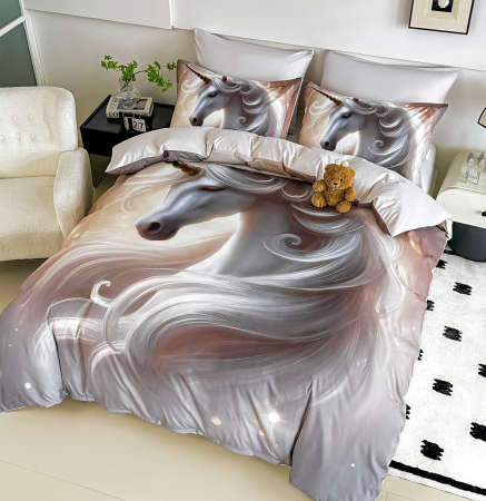 Lenjerie De Pat Finet 4 Piese Cu Elastic 5D 1 Persoana - Unicornul Elegant [2]