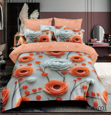 LENJERII DE PAT - Lenjerie De Pat Finet 4 Piese Cu Elastic 5D In Relief - Flori Din Hartie