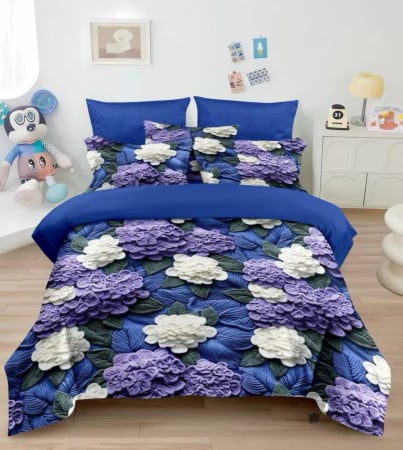 Cearceaf normal 6 piese - Lenjerie De Pat Finet 6 Piese 5D - Flori De Liliac Crosetat