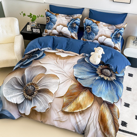 Lenjerie De Pat Finet 6 Piese Cu Elastic 5D - Flori De Portelan [3]