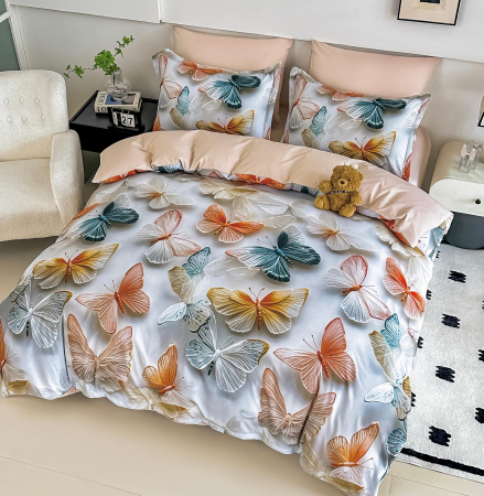 Lenjerie De Pat Finet 6 Piese Cu Elastic 5D - Fluturasi Colorati [3]