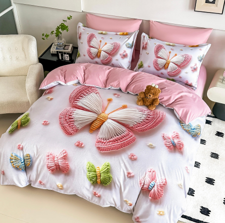Lenjerie De Pat Finet 6 Piese Cu Elastic 5D - Fluturi Colorati [3]