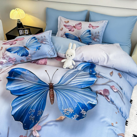 Lenjerie De Pat Finet 6 Piese Cu Elastic 5D - Fluturi De Sticla [2]