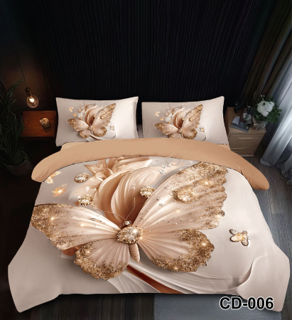LENJERII DE PAT - Lenjerie De Pat Finet 6 Piese Cu Elastic 5D - Fluturi Stralucitori