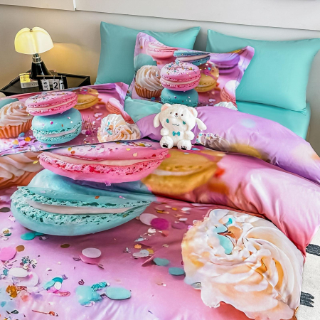 Lenjerie De Pat Finet 6 Piese Cu Elastic 5D - Macarons Si Briose [2]