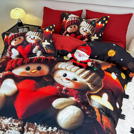 Lenjerie De Pat Finet 6 Piese Cu Elastic 5D Model Craciun - Oameni De Zapada Indragostiti [2]