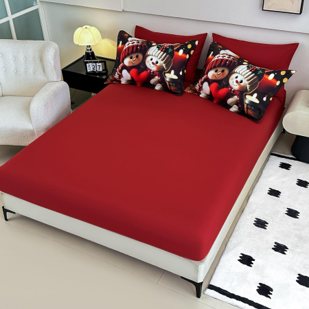 Lenjerie De Pat Finet 6 Piese Cu Elastic 5D Model Craciun - Oameni De Zapada Indragostiti [1]