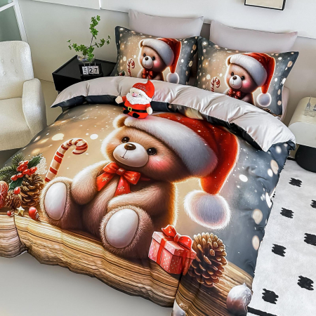 Lenjerie De Pat Finet 6 Piese Cu Elastic 5D Model Craciun - Ursuletul Cu Cadouri [2]